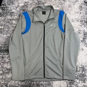 Oakley Men Gray Blue Track Jacket Full Zip Athletic Activewear Size L